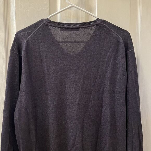 Bugatchi Merino Wool Pullover V-Neck Sweater Italy Charcoal Gray Men's Size XL - Picture 10 of 11